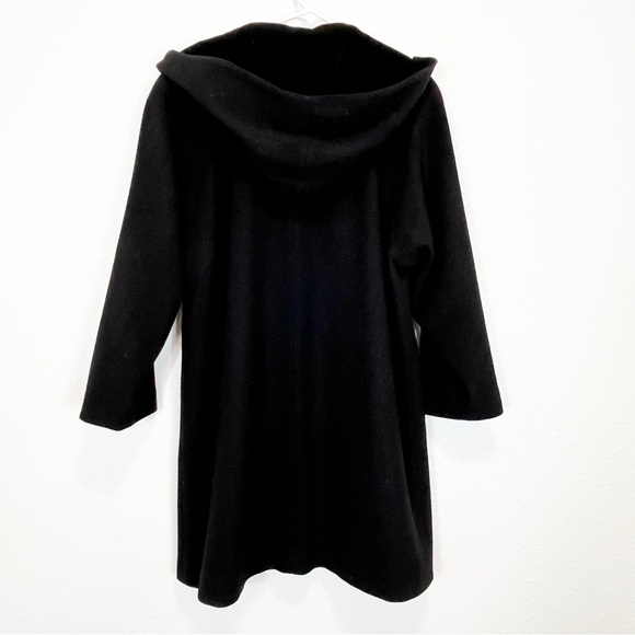 Vintage Forecaster Of Boston Long Black Wool Coat With Velvet Hood Size 4 - Picture 2 of 8